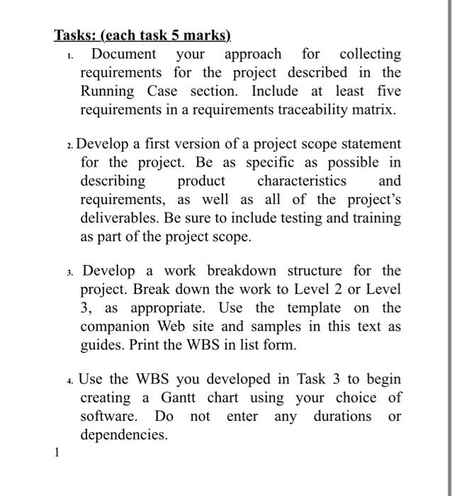 Tasks: (each task 5 marks) 1. Document your