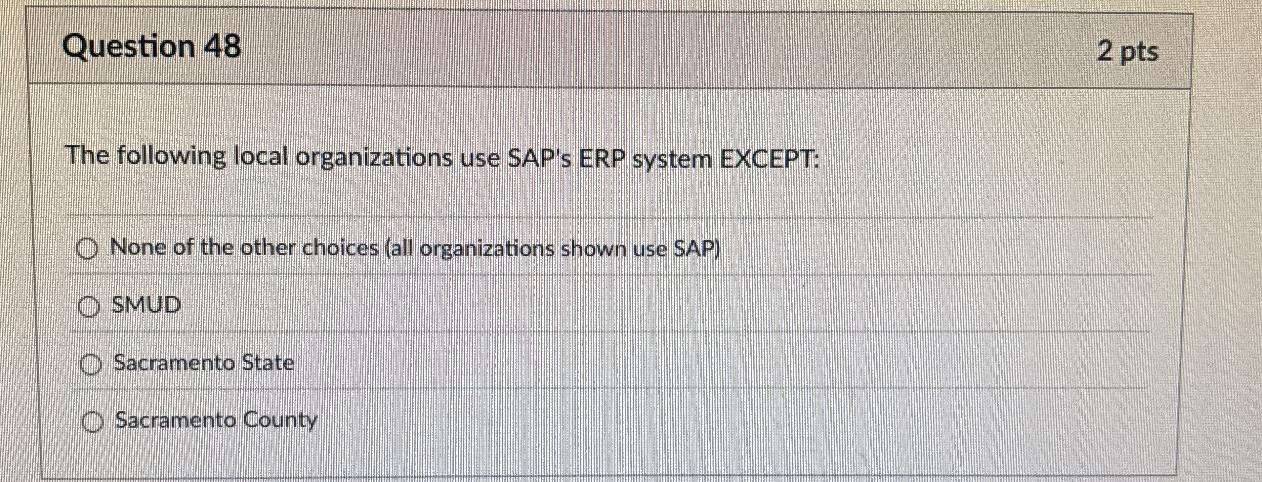 Question 4 8 2 pts The following local