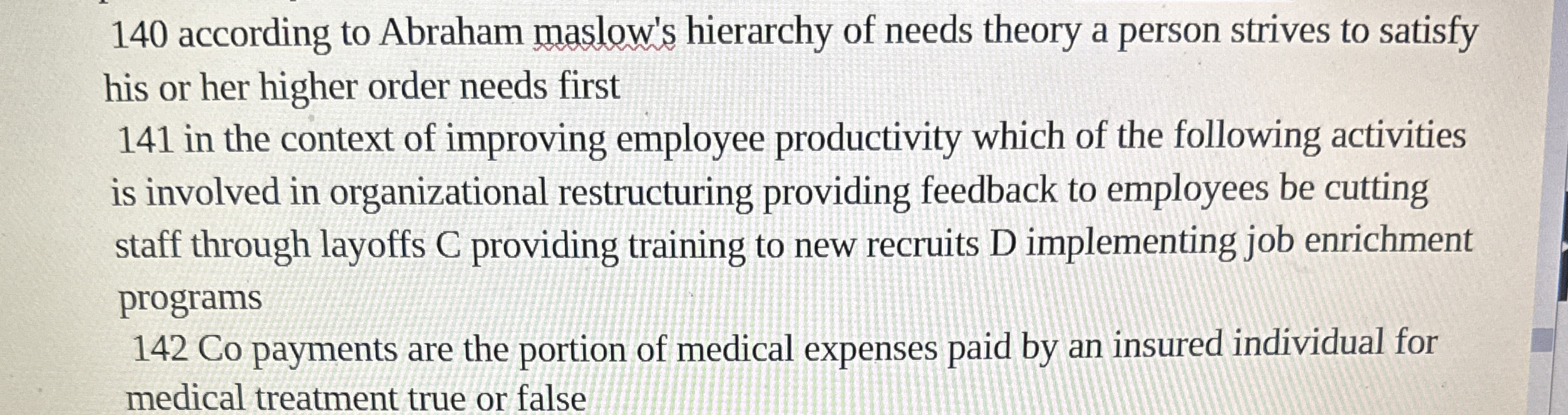 1 4 0 according to Abraham maslow's hierarchy of