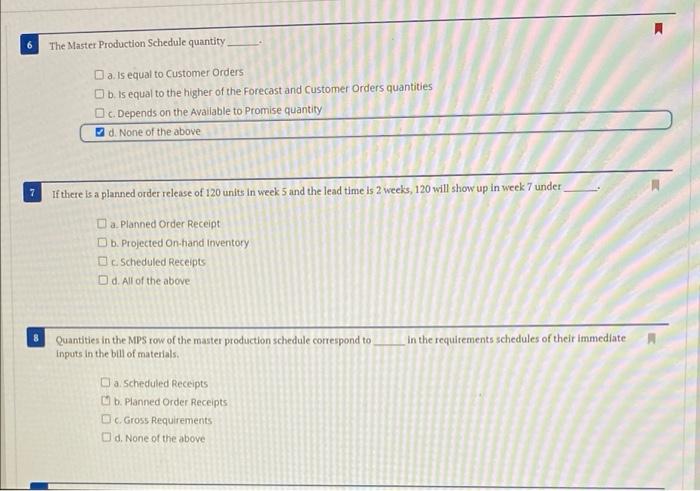 The Master Production Schedule quantity Da is