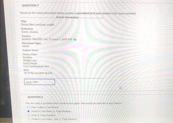 QUESTION 3 Based on the article information