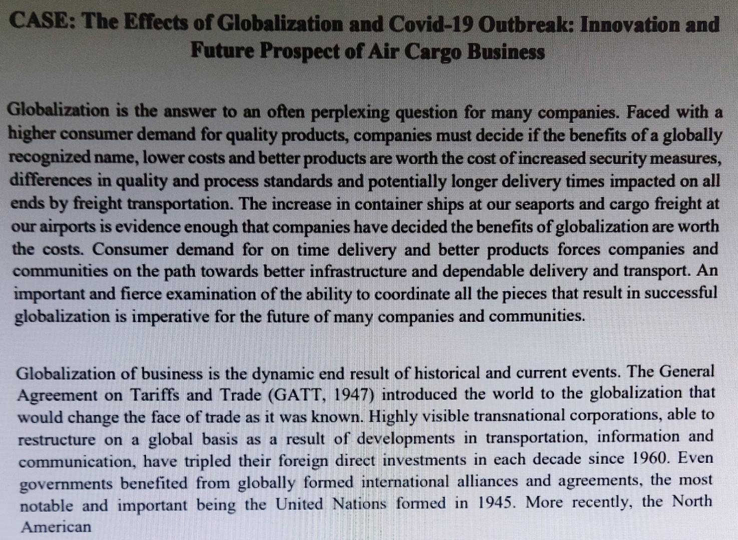 subject : AIR CARGO OPERATIONS MANAGEMENT. Based