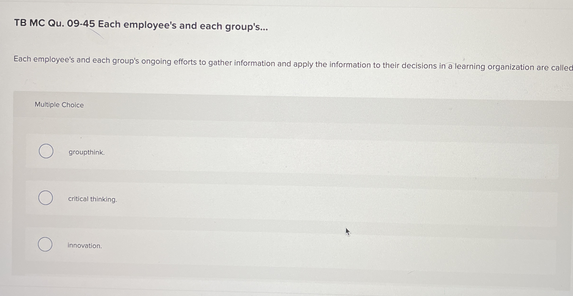 TB MC Qu . 0 9 - 4 5 Each employee's and each