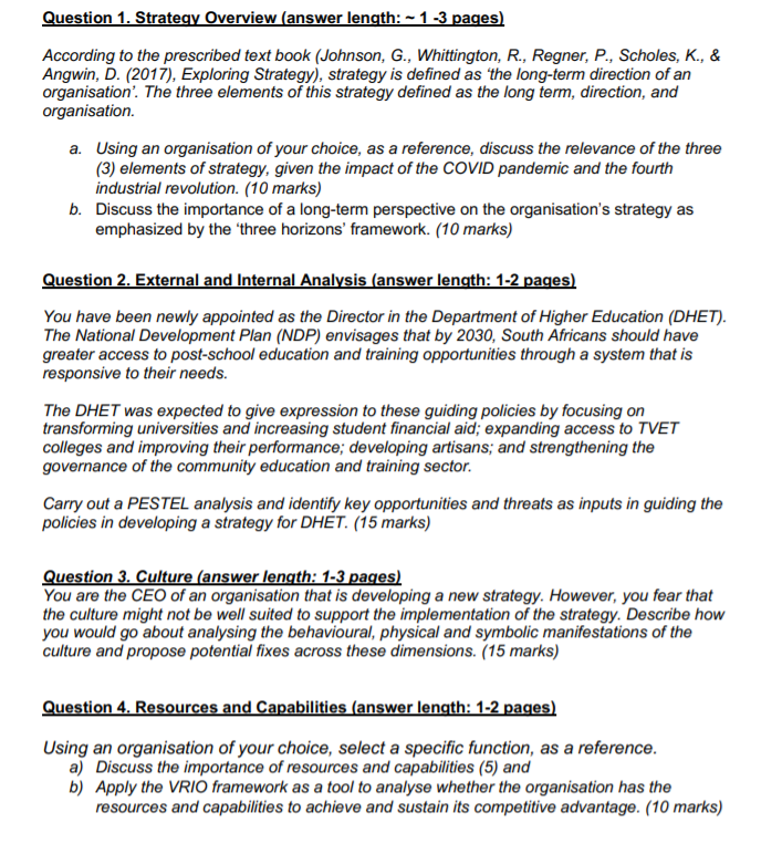 Question 1. Strategy Overview (answer length: