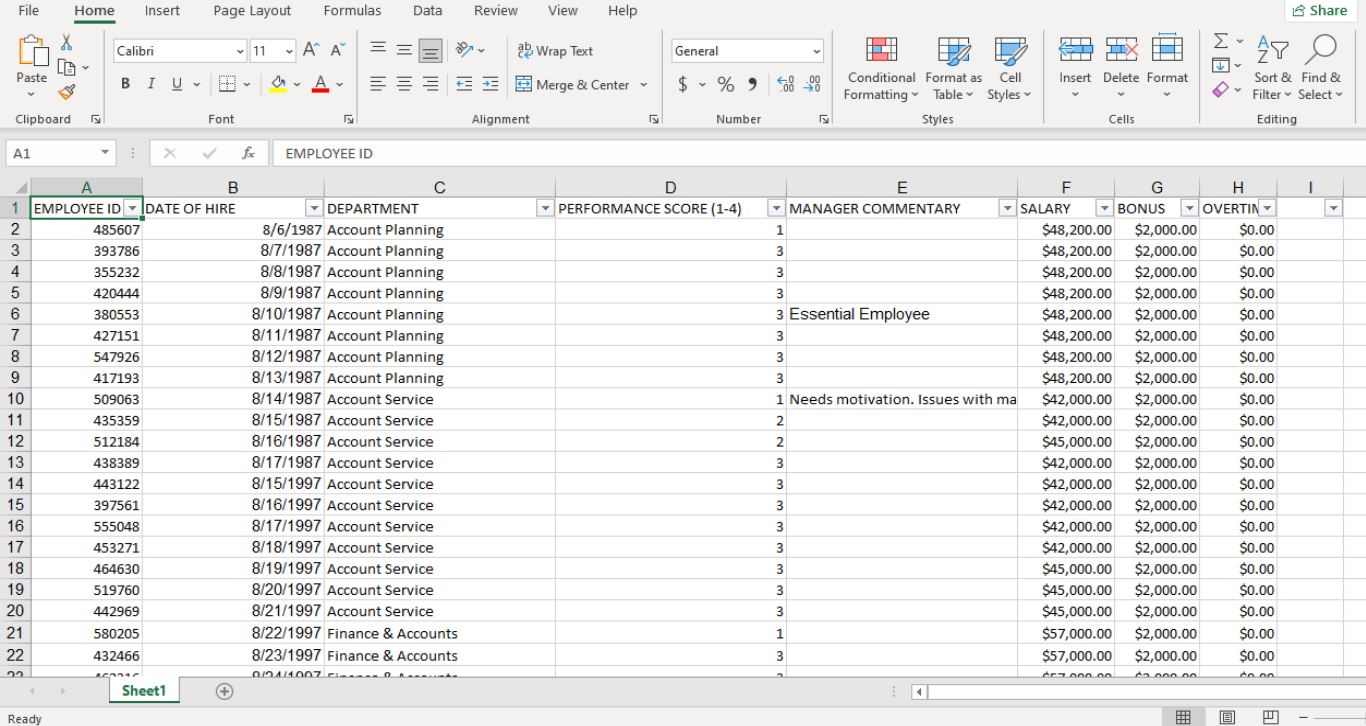 1) Describe the quantitative and qualitative data