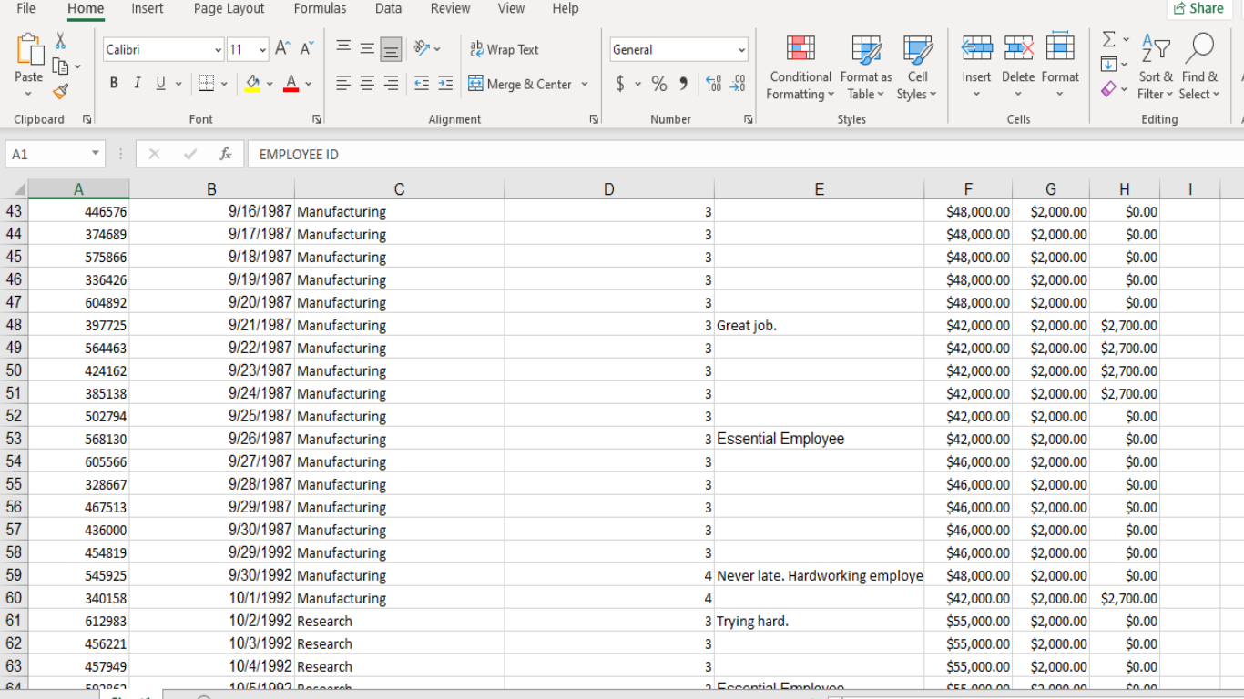 1) Describe the quantitative and qualitative data