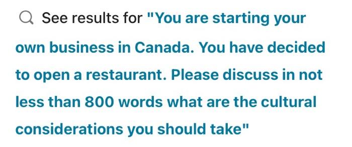 Q See results for "You are starting your own