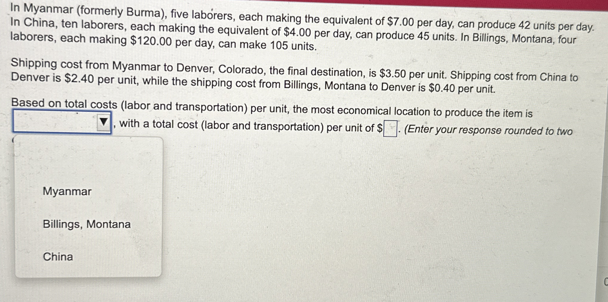 In Myanmar ( formerly Burma ) , five laborers,