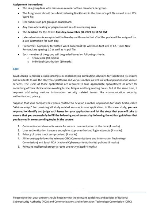 Assignment Instructions: This is a group task