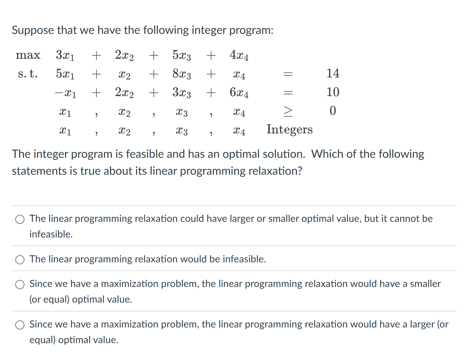 Suppose that w e have the following integer