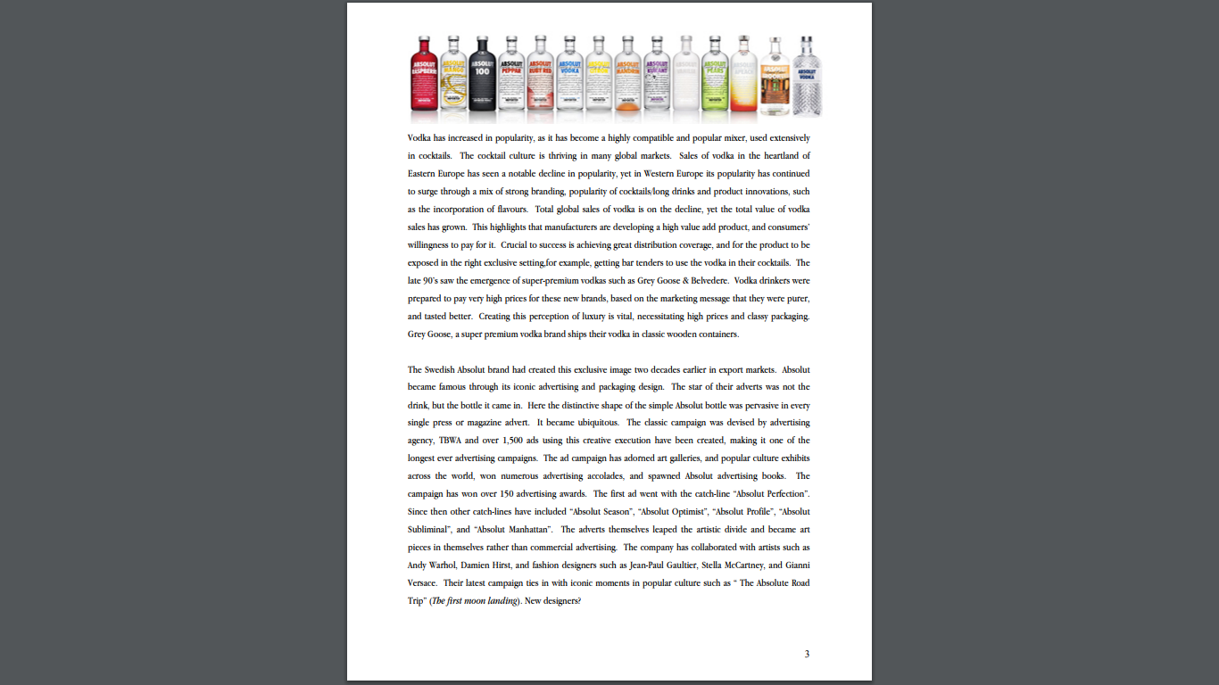 Please read the article below about absolut vodka