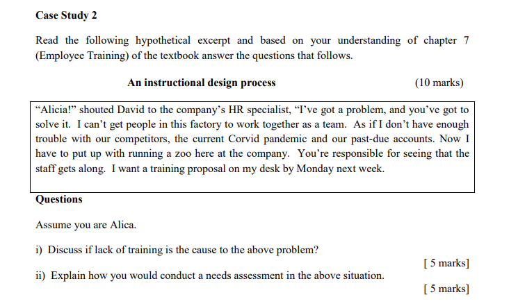 Case Study 2 Read the following hypothetical