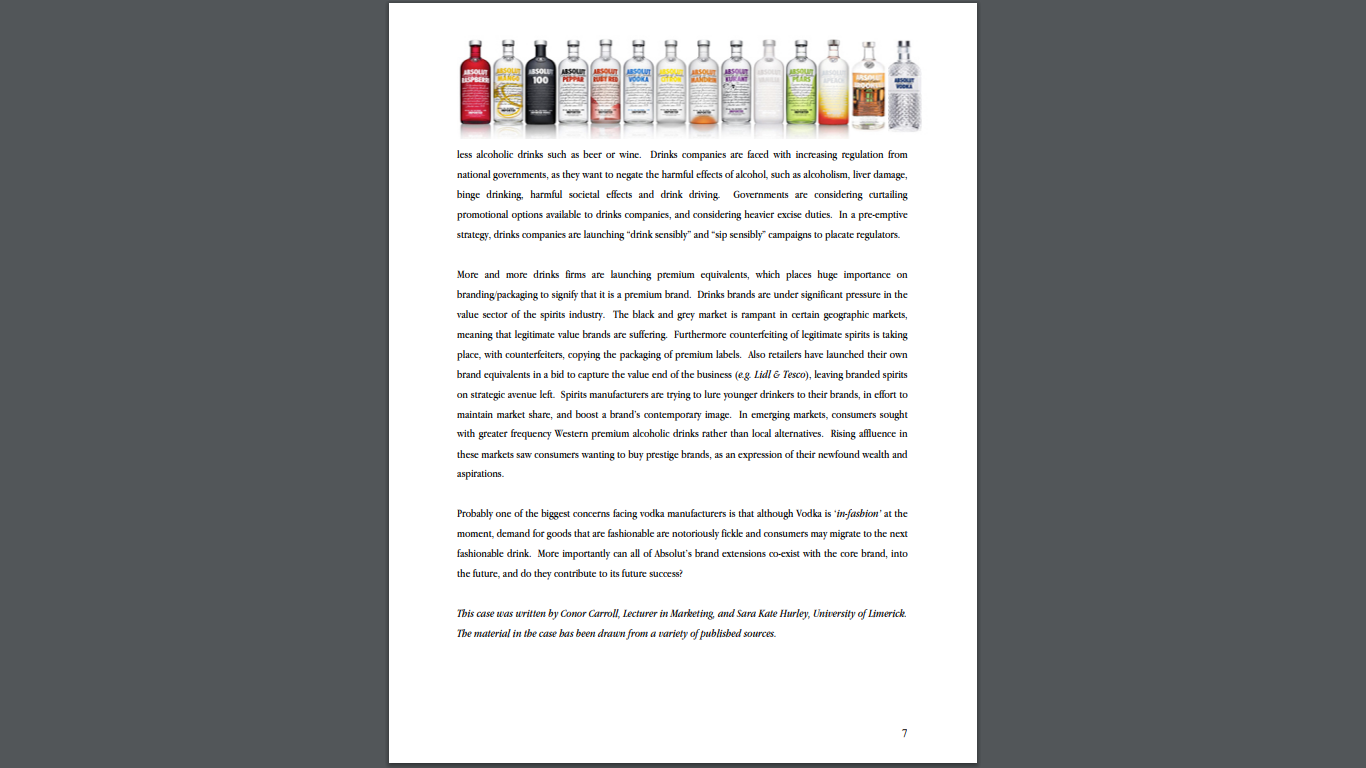 Please read the article below about absolut vodka