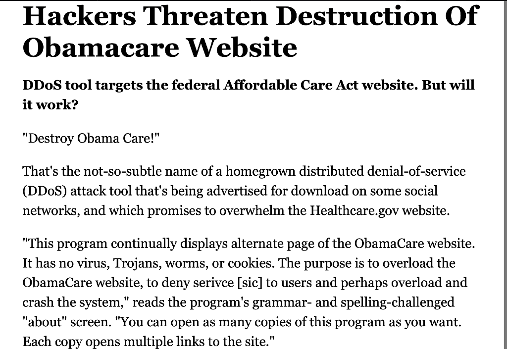 Read the article from Information Week using the