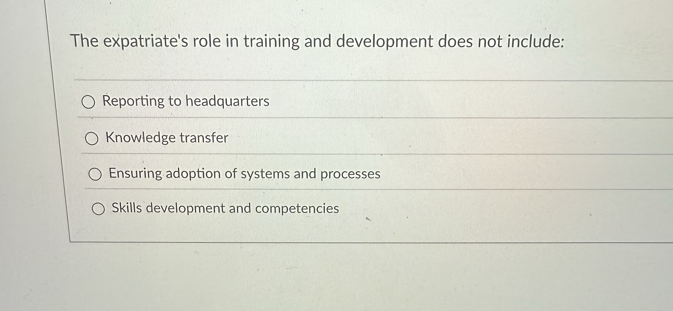 The expatriate's role in training and development
