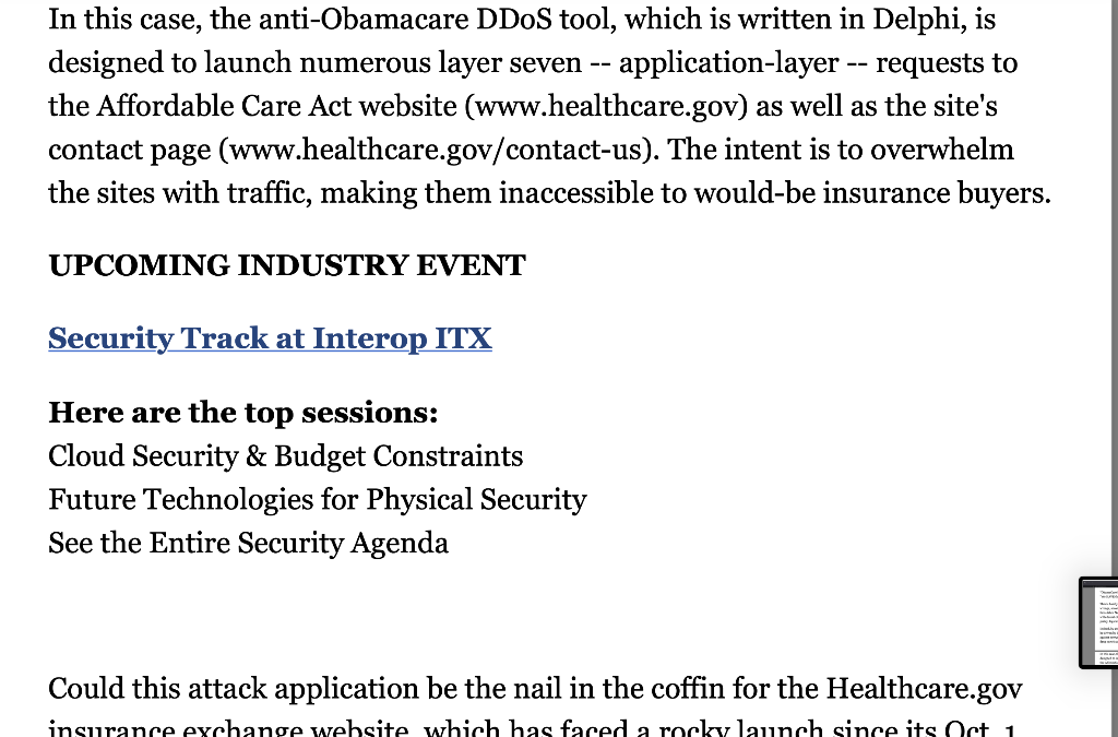 Read the article from Information Week using the