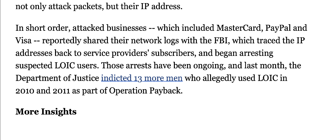 Read the article from Information Week using the