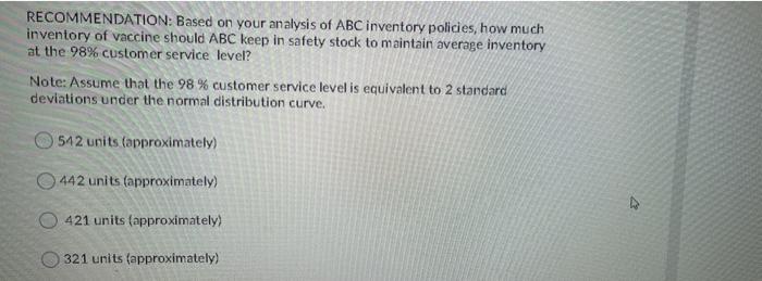 RECOMMENDATION: Based on your analysis of ABC