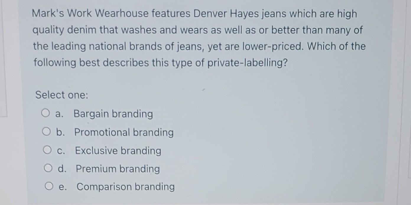 Mark's Work Wearhouse features Denver Hayes jeans