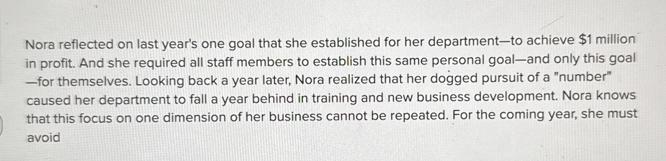 Nora reflected on last year's one goal that she