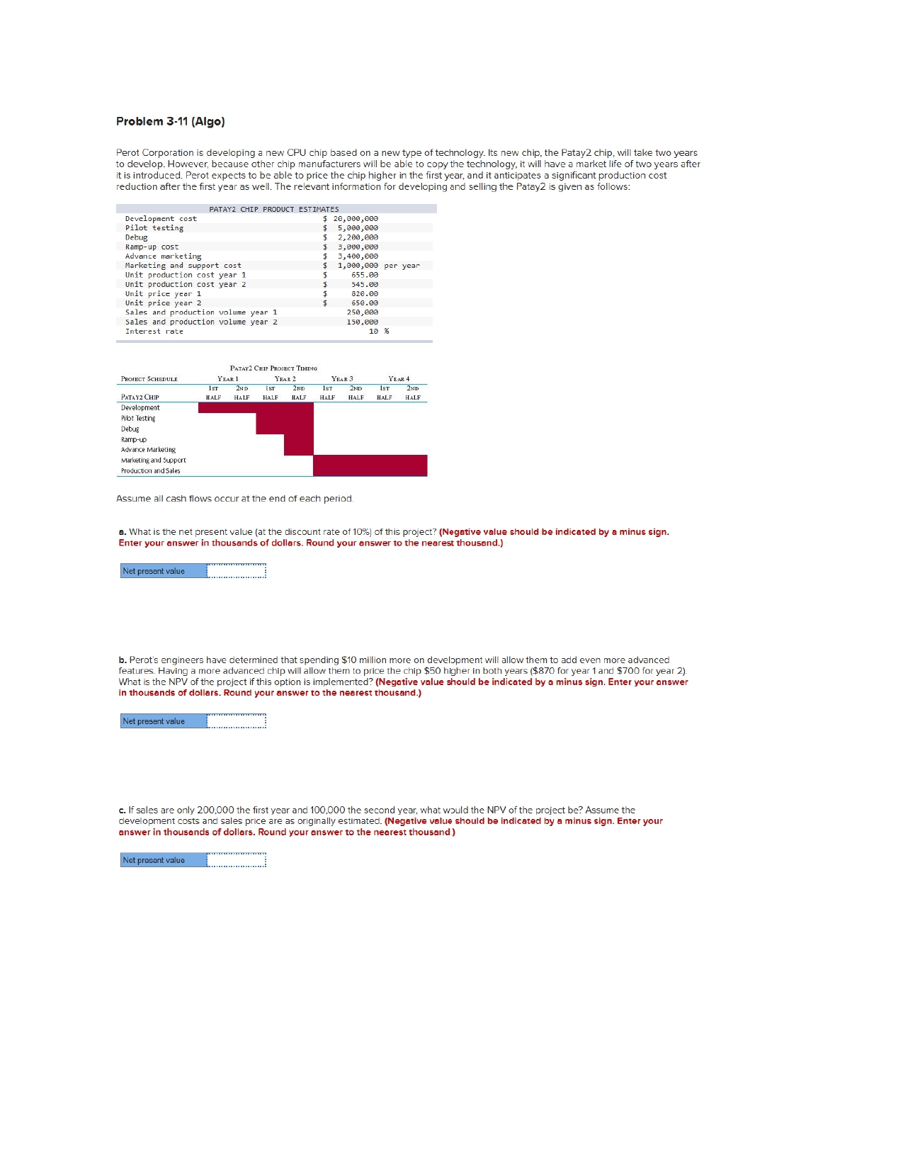 Problem 3 - 1 1 ( Algo ) Perot Corporation is