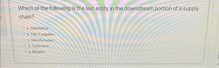 Which of the following is the last entity in the