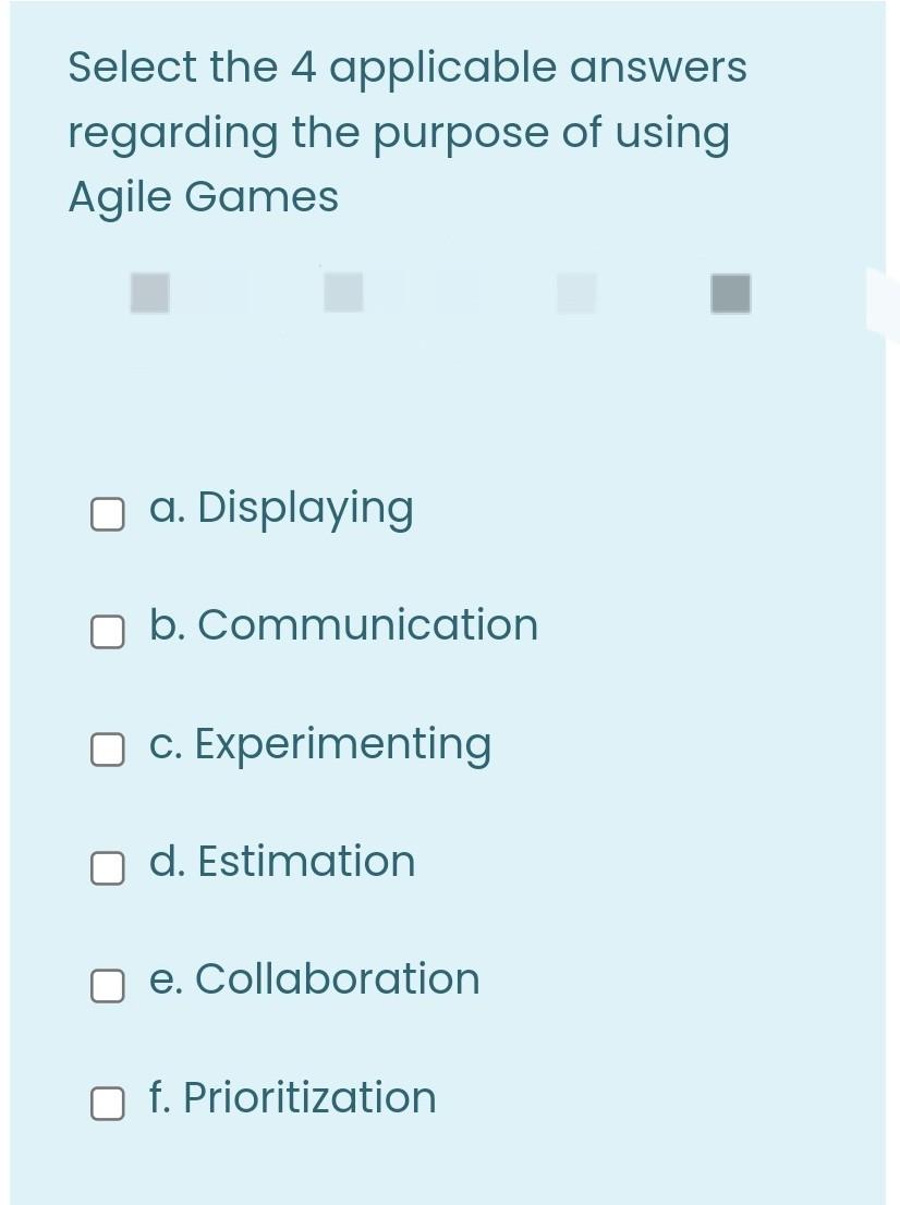 Select the 4 applicable answers regarding the