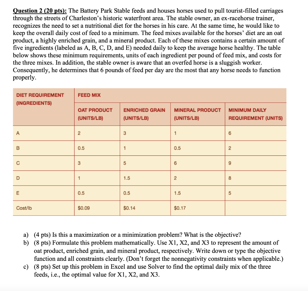 Please answer in an excel document and show the