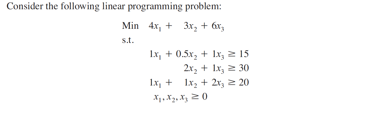 Questions: a. Write the dual problem. b. Solve