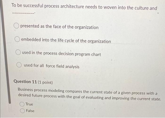 Having a business architecture allows for for