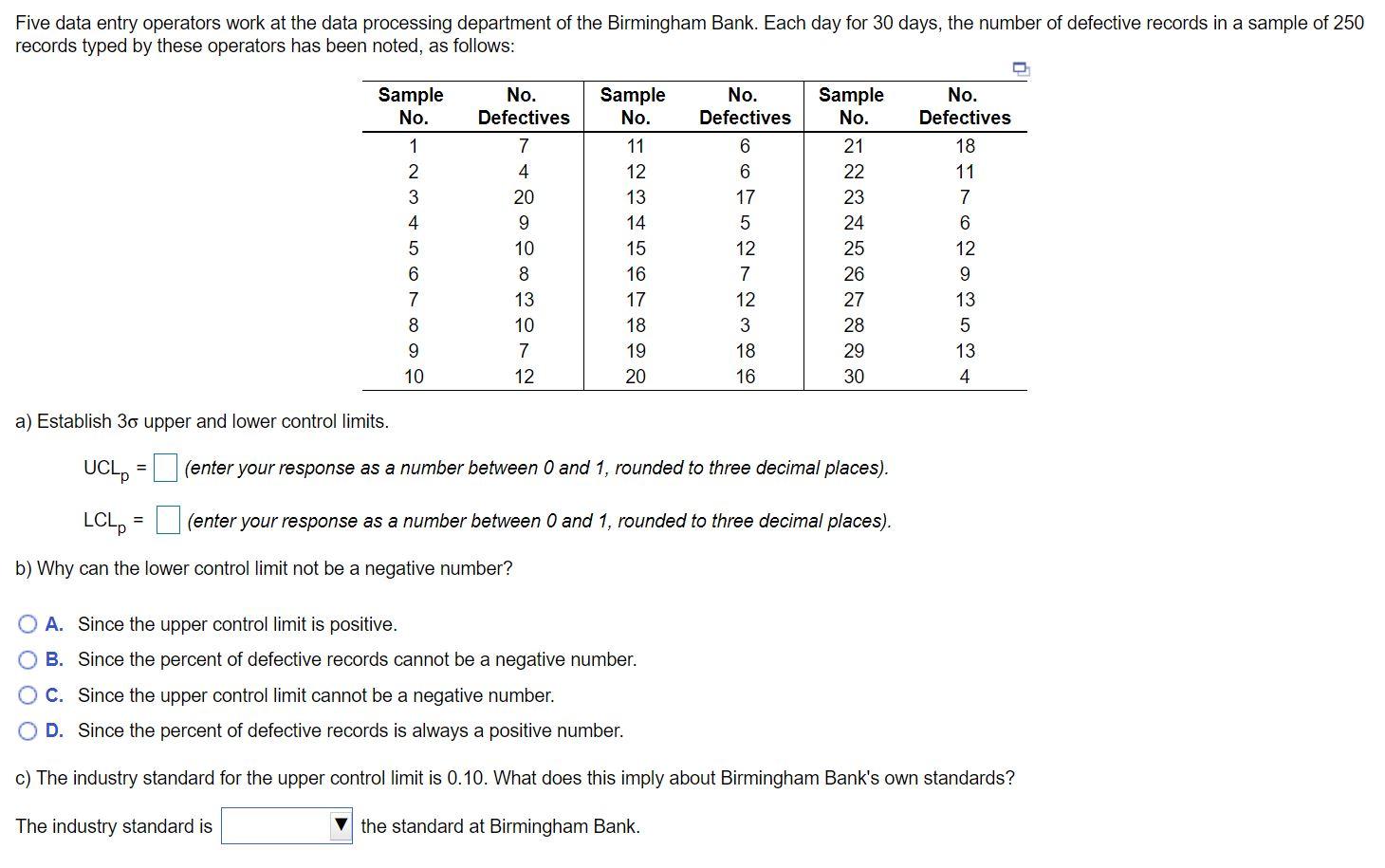 Five data entry operators work at the data