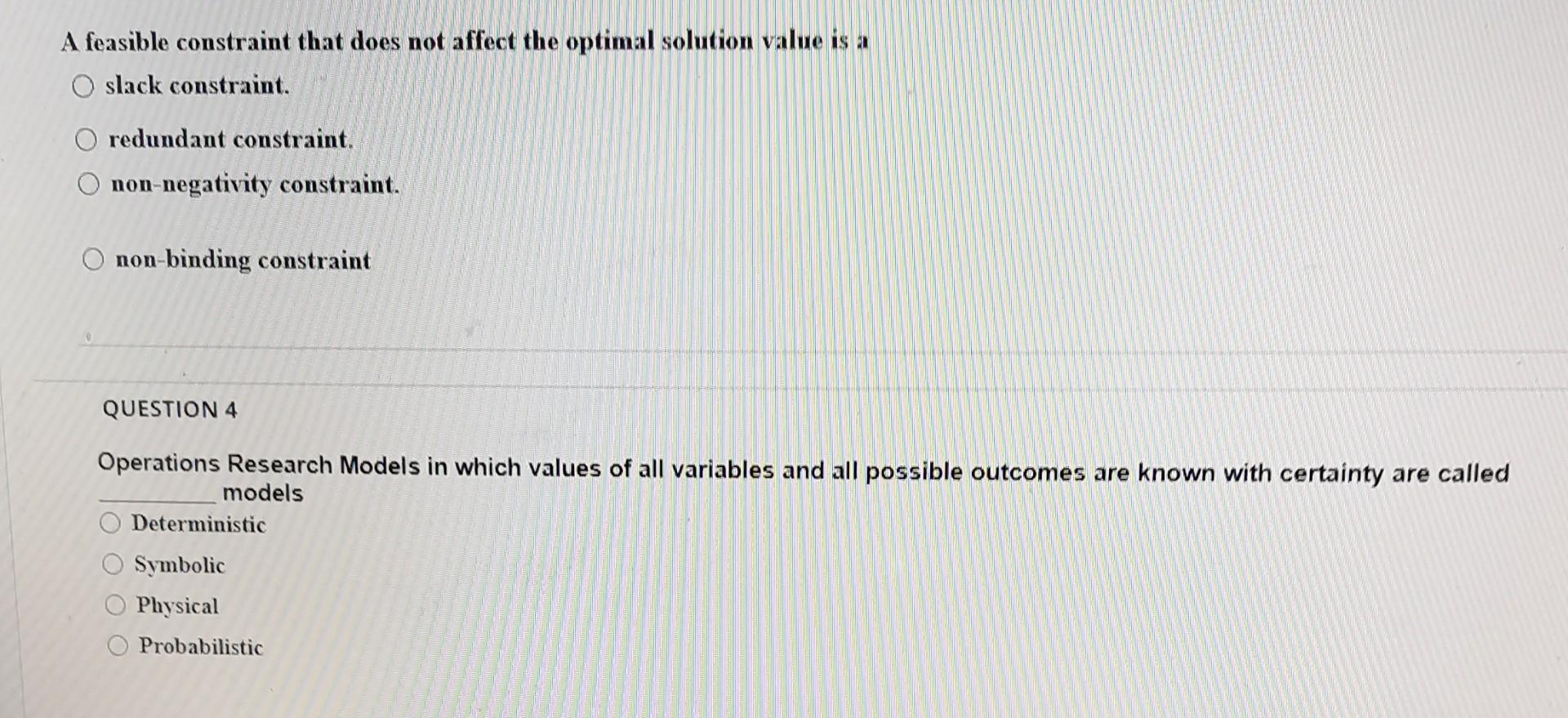 A feasible constraint that does not affect the