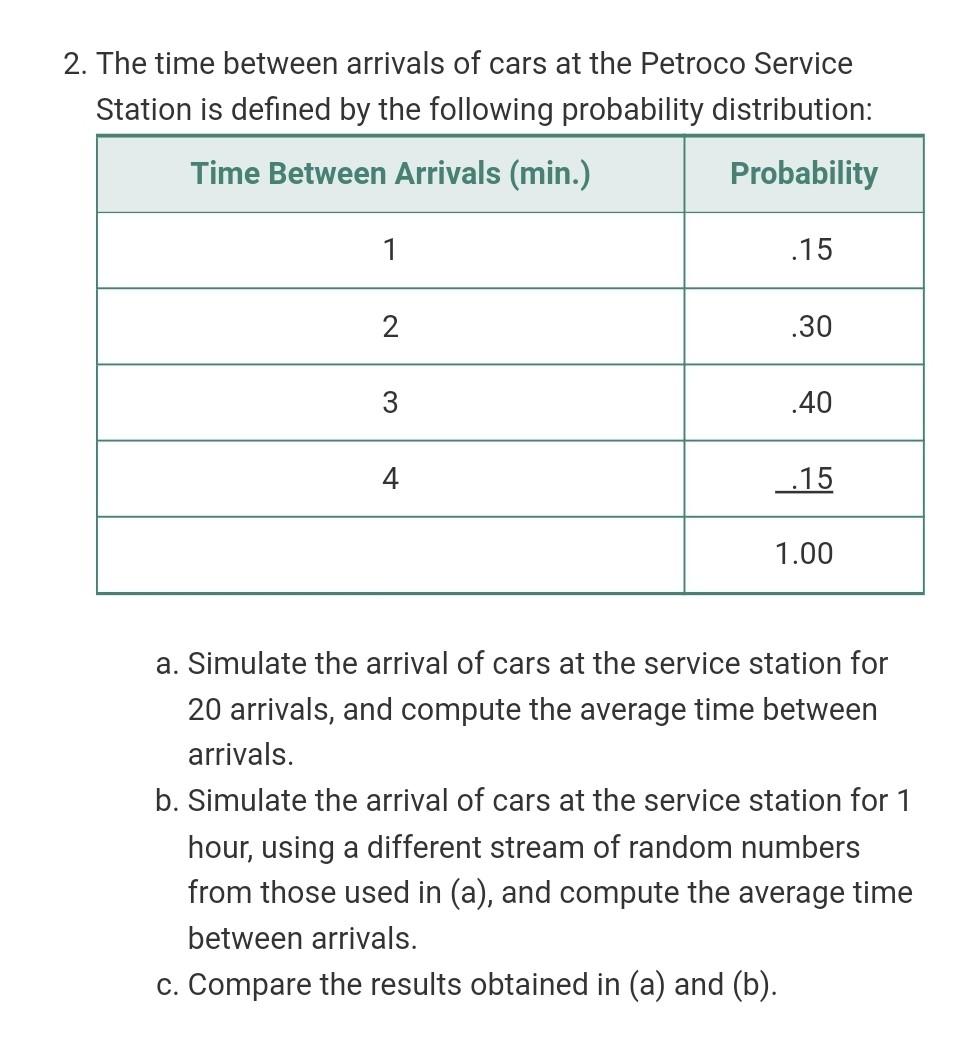 in excel and the steps please 2. The time between