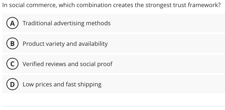 In social commerce, which combination creates the