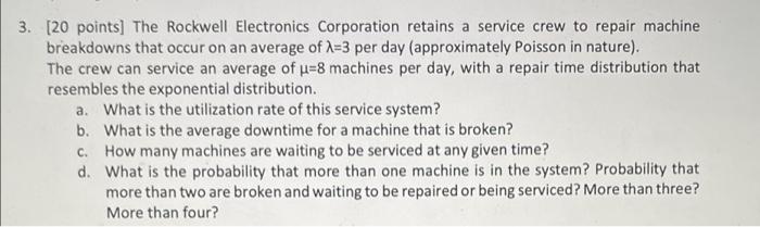 3. [20 points] The Rockwell Electronics
