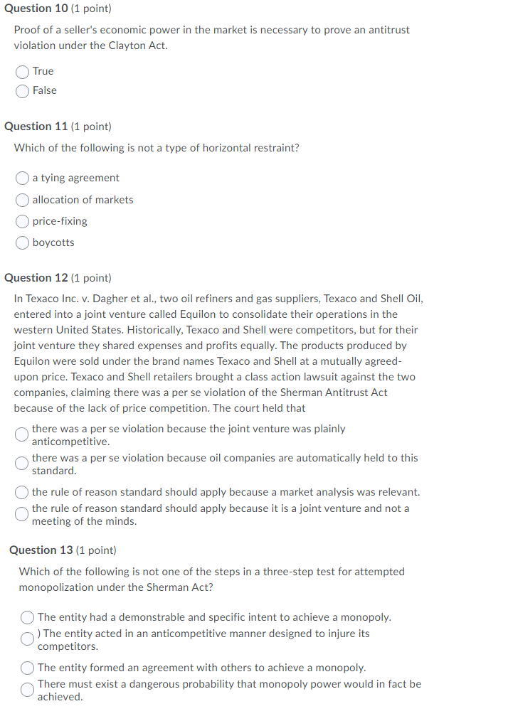 Answer the following question Question 10 (1