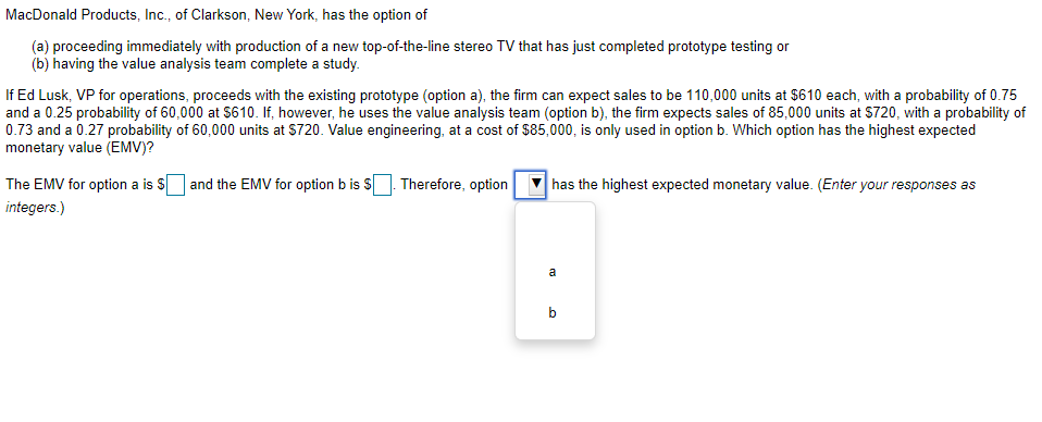 MacDonald Products, Inc., of Clarkson, New York,