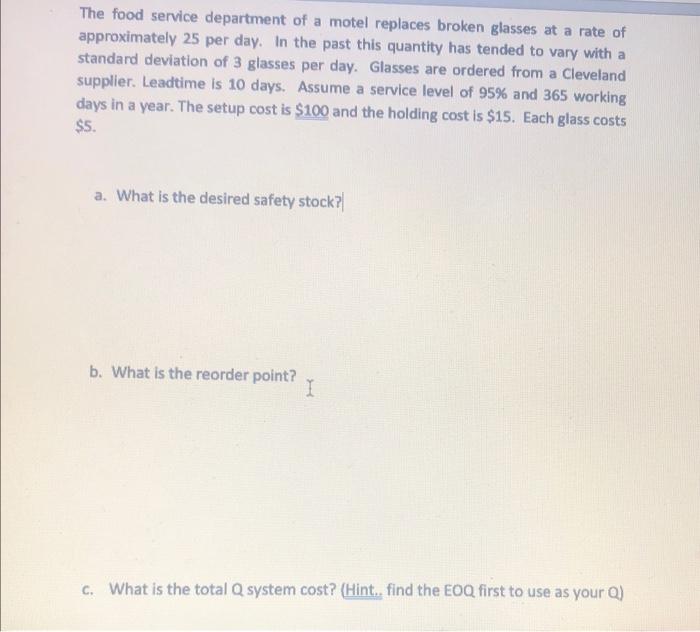 show work! The food service department of a motel