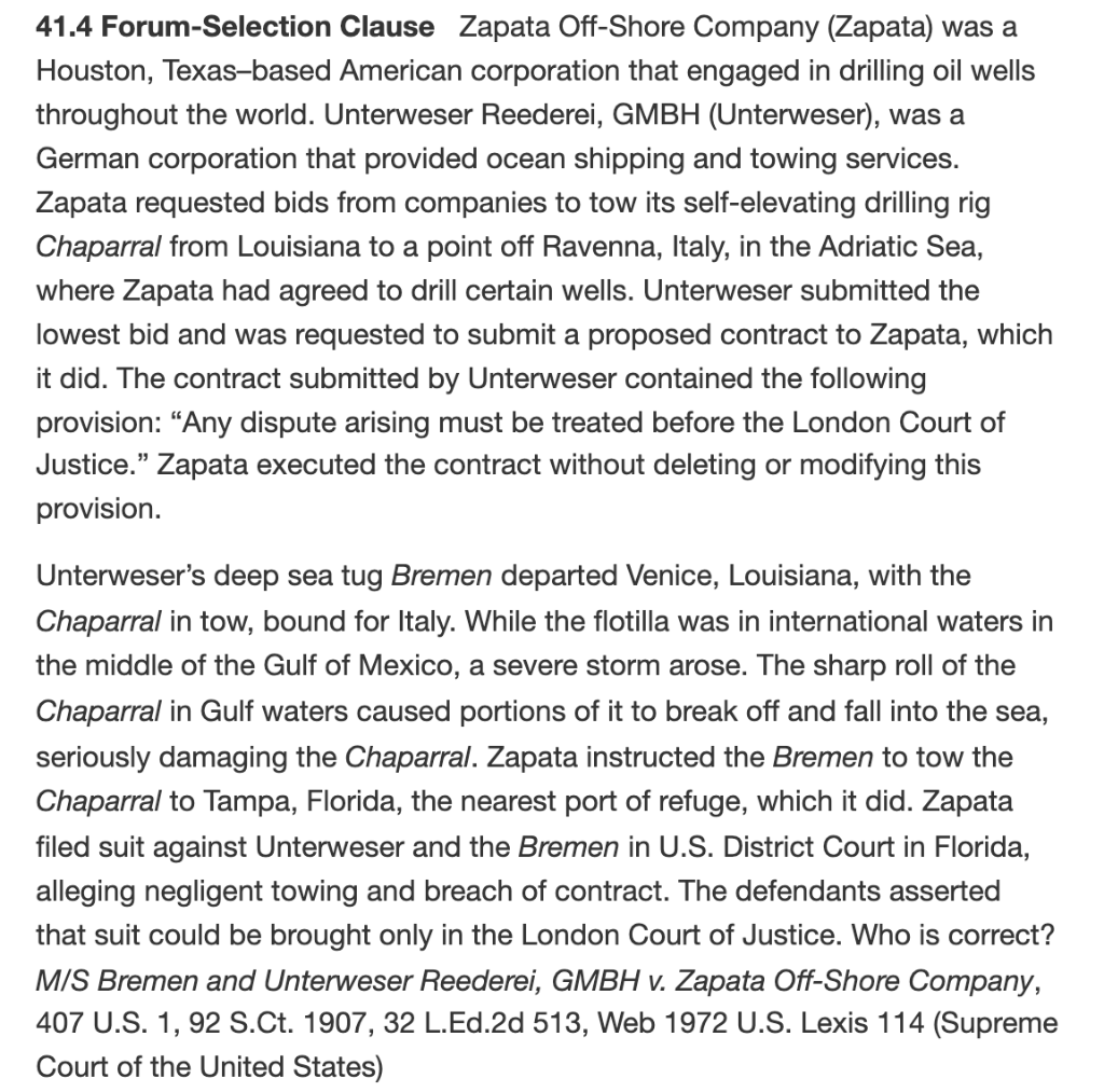 41.4 Forum-Selection Clause Zapata Off-Shore