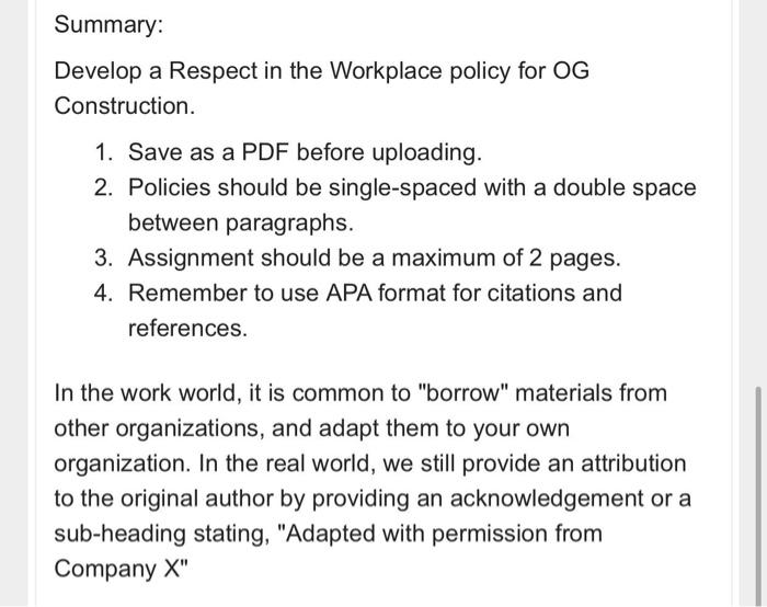 Summary: Develop a Respect in the Workplace