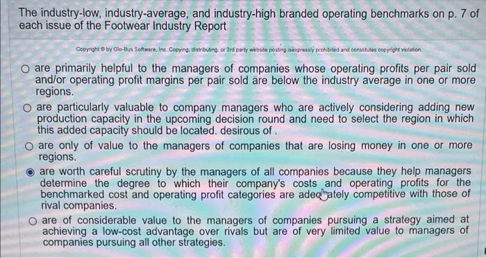 The industry-low, industry-average, and