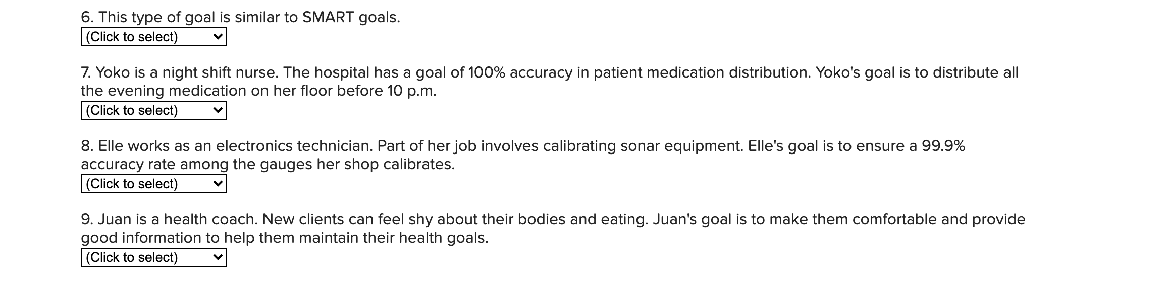 Contingency Approach to Defining Performance Goal
