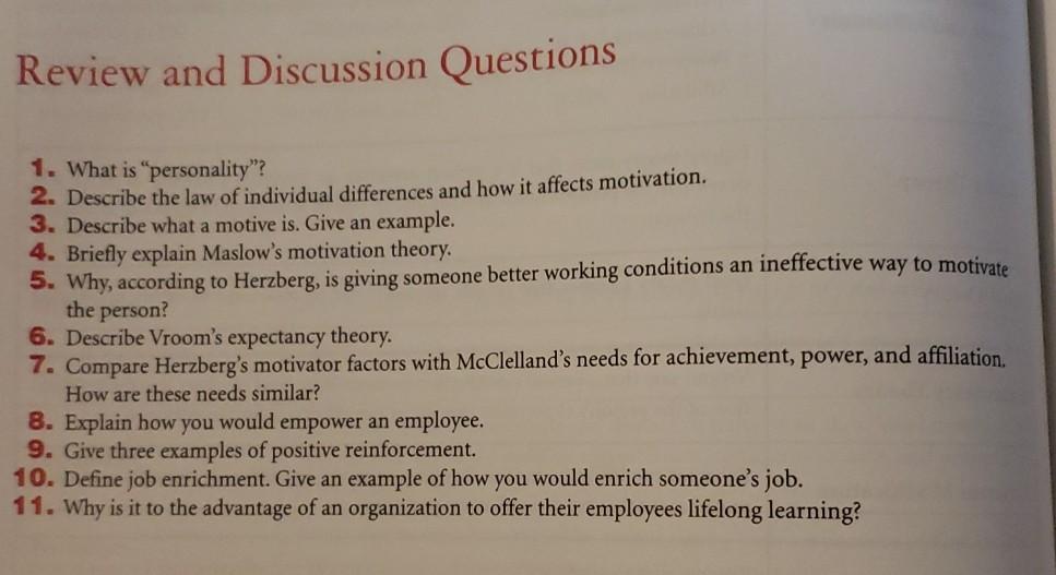 Review and Discussion Questions 1. What is