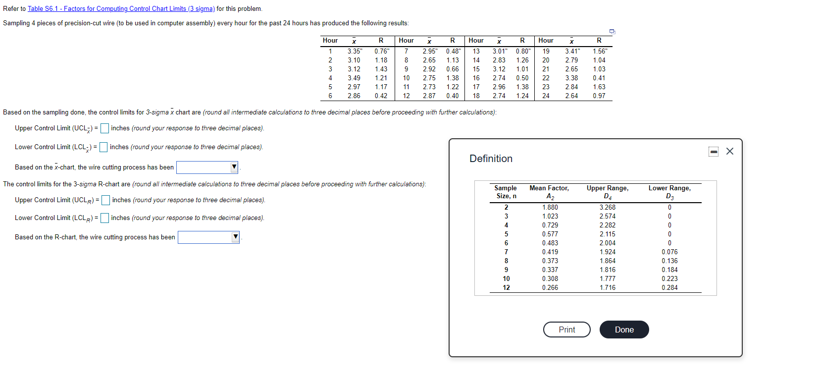 Refer to Table S6.1 - Factors for Computing