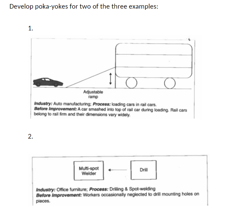 any help would be great Develop poka-yokes for
