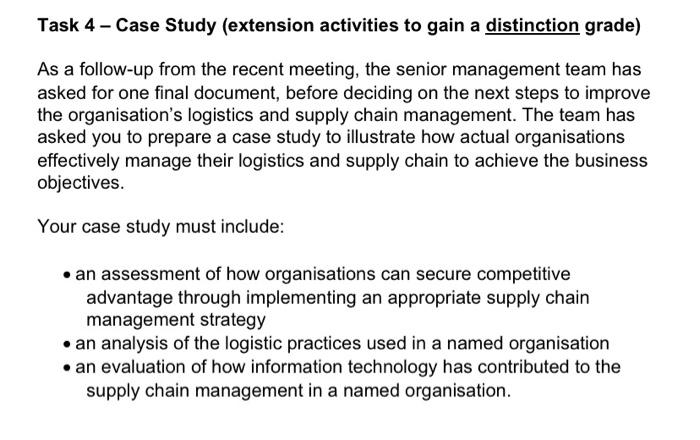 Task 4 - Case Study (extension activities to gain