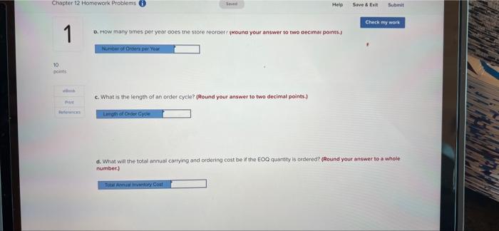 Chroter 12 Homework Problem Hole Sew & Submit