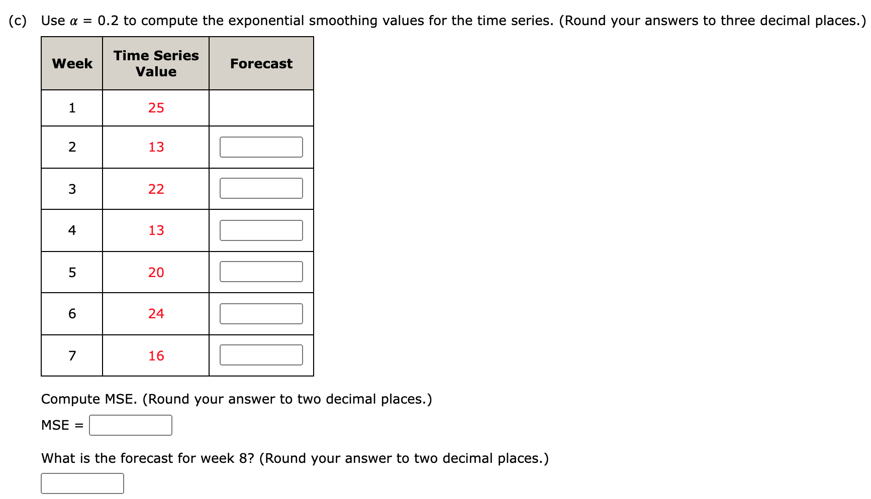 (c) Use a = 0.2 to compute the exponential