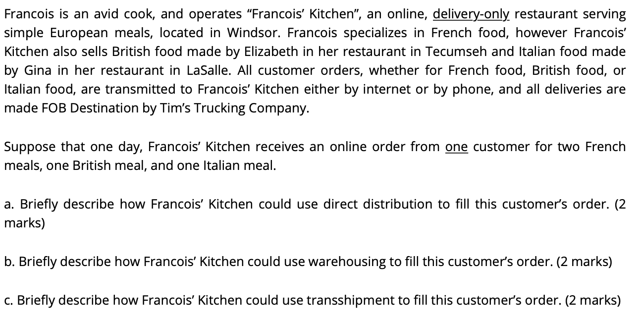 Francois is an avid cook, and operates 