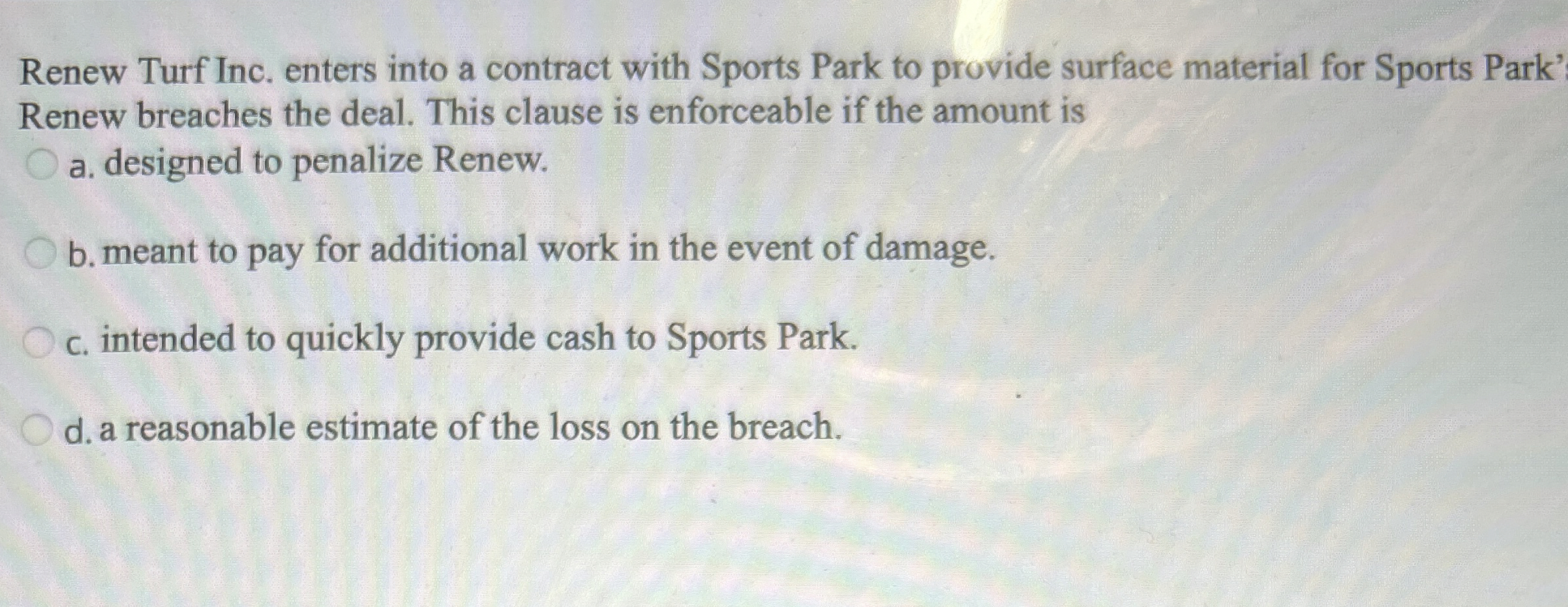 Renew Turf Inc. enters into a contract with